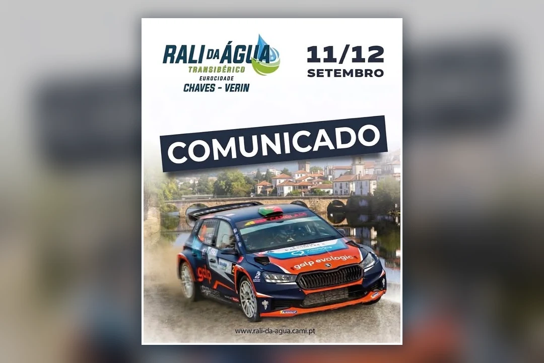 Cartel do comunicado do Rali da Água Transibérico Eurocidade Chaves-Verín, que se celebra os días 11 e 12 de setembro.